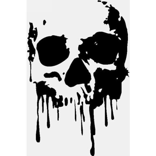 Car Sticker Personality Bloody Skull PVC Car Decoration Sticker Creative Waterproof Cover Scratch Black/white, 17cm*11cm