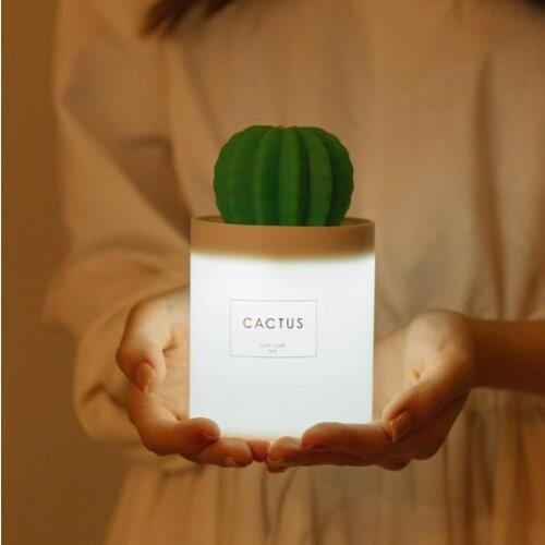 280mL Cactus Timing Air Humidifier USB Aromatherapy Diffuser Aroma Mist Maker Home Bedroom Desktop Night Light