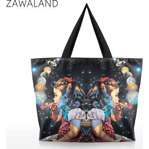 Zawaland Fashion Magic Girl Handbag Women Portable Zipper Shoulder Bag Student Item Storage Top Handle Bag Outdoor Travel Tote