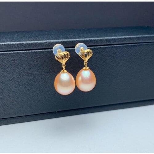 Shilovem 18k yellow gold Natural freshwater pearls Drop Earrings fine Jewelry women trendy anniversary new gift myme0911666zz