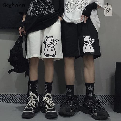 Women Shorts Half-length Loose Plus Size 2XL Printing Cartoon Streetwear BF Unisex Soft Harajuku Korean Chic Simple Daily Trendy