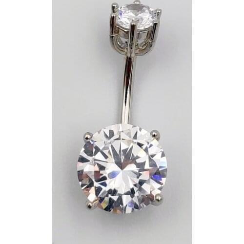 925 sterling silver navel ring round cubic zircon belly button ring body jewelry for women