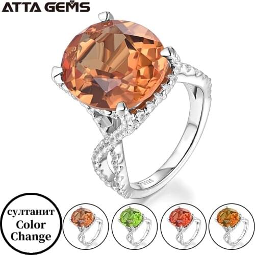 Zultanite Султанит Color Change Silver Ring for Women Created Diaspore Multi-color Ring Classic Simple Design 925 Silver Ring