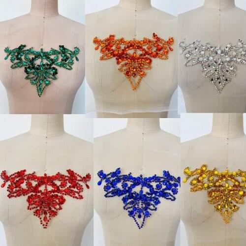 1Piece Sew on Rhinestone Crystal Beaded Mesh Emboridery Stones Applique Patch For Sewing Costumes Wedding Dress