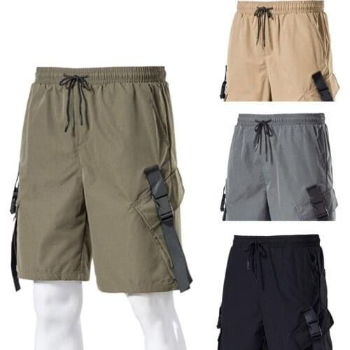 2021 new cargo shorts male fashion Streetwear Multi-pocket Five points pants Elastic waist summer Mens Shorts Casual