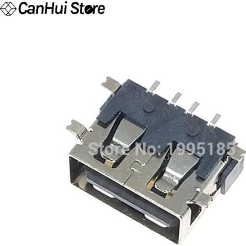 5PCS SMD USB Type A Female jack 4PIN AF 10.0 PCB Mount Socket Connector Black Flat Edge DIY Repair Phone Toy Parts