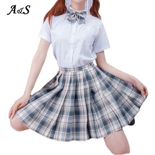 Anbenser Summer Spring Japanese Korean Style Girls High Waist Sexy Cute Mini Plaid Pleated Skirts School Uniform Students Skirt