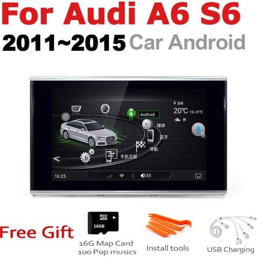 Car Radio GPS Android Navigation For Audi A6 S6 4G 2011 2012 2013 2014 2015 MMI Stereo multimedia touch screen original style