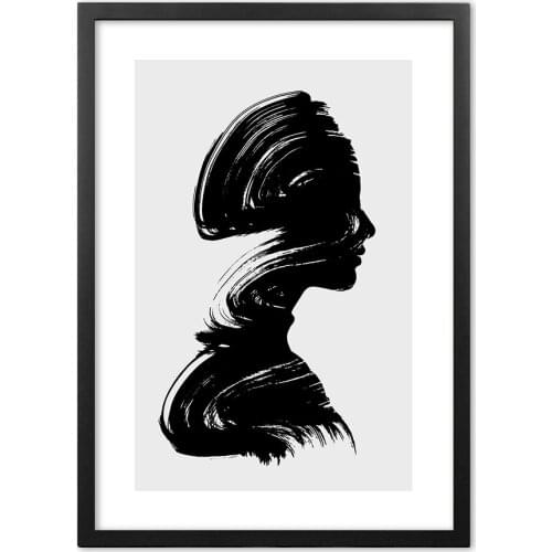 Black White Modern Woman Silhouette Abstract Nordic Wall Art Paper Painting Landscape Wall Pictures For Living Room Decor