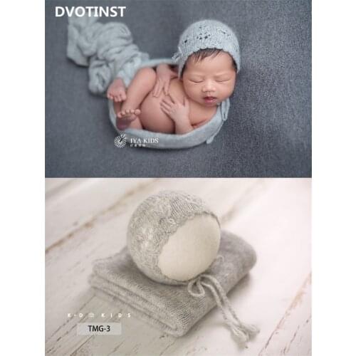 Dvotinst Newborn Photography Props for Baby Soft Handmade Knit Wrap Cute Hat Bonnet Studio Shoots Fotografia Photo Props