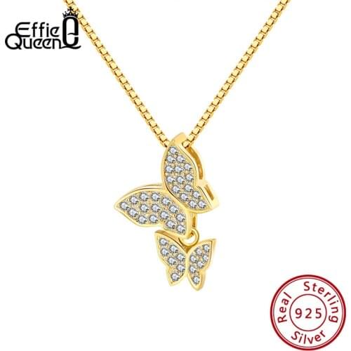 Effie Queen Delicate Pendant Necklace 925 Sterling Silver AAAA Cubic Zircon With Butterfly Shape For Women Jewerly Gift BN191