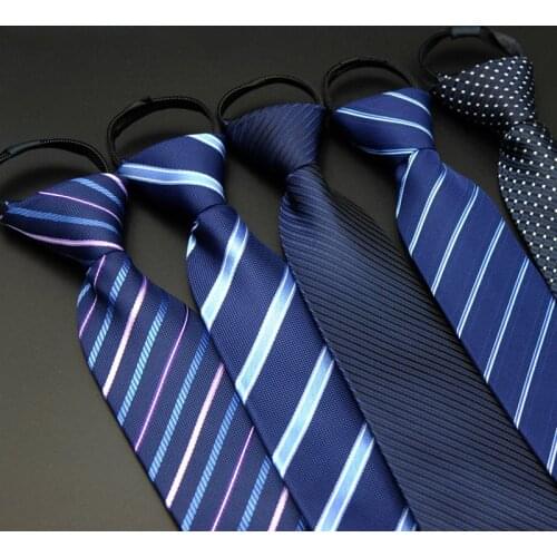 Mens Ties Formal Wear Business Necktie 8cm Wedding Administrative Zipper Arrow Tie Striped Polyester Silk Ties for Men LD8036