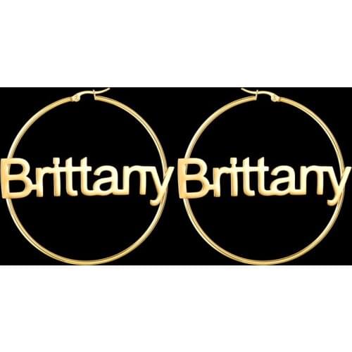 Hiphop Rings Personalized Custom Name Hoop Earrings Women Customize Piercing Name Letter Cursive Stud Earring Gift Women Girls