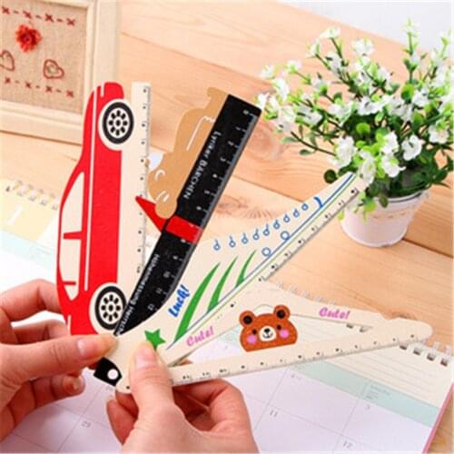 G313 Korean creative stationery wooden cute cartoon multi shape wooden ruler super creative cute car straight ruler stationery