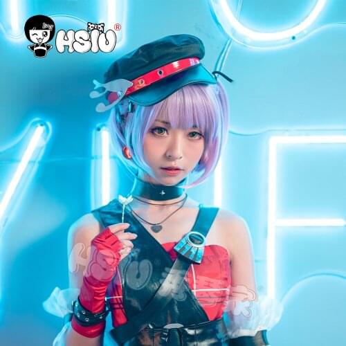 Xiao Qiao cosplay wig Zhou Yu wig Game King of Glory cosplay HSIU Blue/taro purple short hair+Free Brand wig Cap+Free earrings