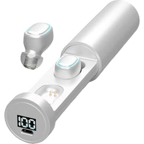 Mini TWS Wireless Headphones Bluetooth 5.0 Earphone Air Earbuds Handsfree Headset with Charging Box Cylinder - White