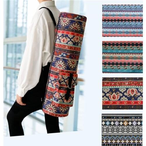 Fashion Sports Yoga Mat Storage Shoulder Bag Bohemian Fitness Bag Messenger Bag Cylinder Yoga Bag