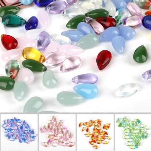 Fashion 10pcs/bag Waterdrop Pendants Czech Glass Crystal Beads For Earrings Necklace Jewelry Making Accessories DIY