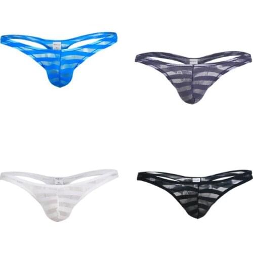 Men Sexy Underwear Mesh Transparent Mens G-Strings Thongs Men Fashion Jockstrap Mini Briefs Bikini T-Back Tangas De Hombre