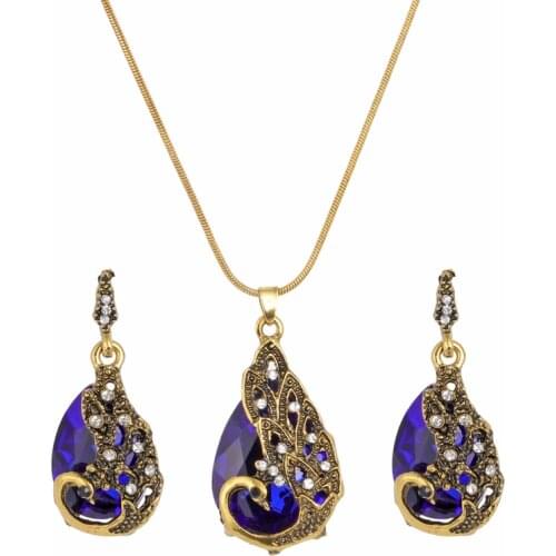 New Christmas Gift Crystal CZ Necklace Earring Ring Jewelry Set Elegant peacock Pendant Necklace Anniversary Jewelry Sets