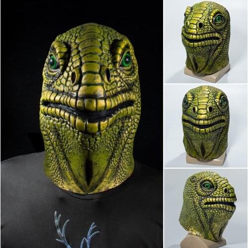 Newly Horror Lizard Masque Creative Latex Headgear Halloween Cosplay Costume Props for Festival Party Masquerade