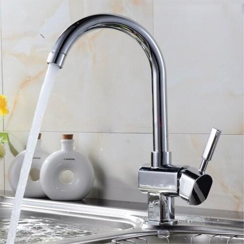 Polished chrome cheap brass kitchen faucet with single lever hot cold kitchen sink faucet / kitchen faucet , kitchen tap