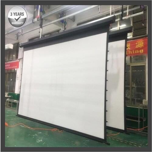G2HCW, 200'' 16:9 4K Large Tab Tensioned Electric Motorized Projection Screen with High Qualified Vinyl Cinema White
