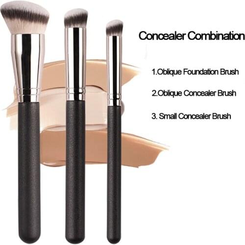 3pcs Professional Concealer Brushes Makeup Liquid Fundation Brush Beauty Tools Cosmetic Soft Natural-synthetic Hair Makeup Brush