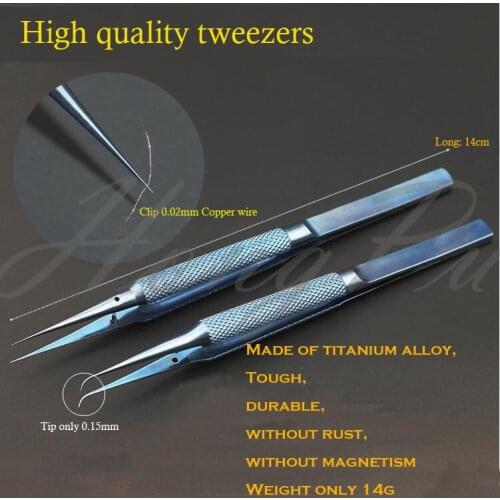 Professional Repair Tip Titanium alloy stainless steel Repair Strong fingerprint tweezers Chip Conductor Copper 0.02 mm Fly line