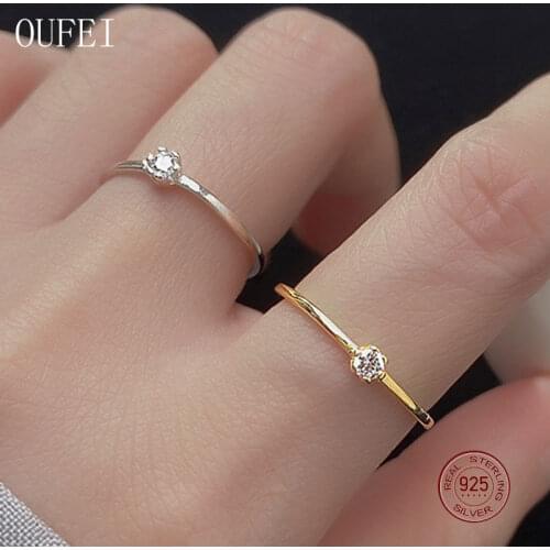 Simple Rings 925 Sterling Silver Fashion Ring For Women Zircon Charm Small Wedding Ring Jewelry 925 Silver Women Gift