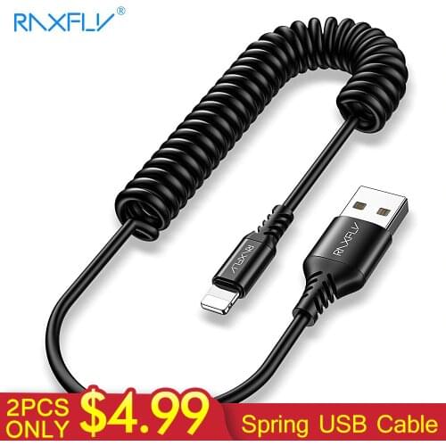 RAXFLY Spring USB Cable For iPhone XS XR USB Type C Micro USB Cable For Samsung Xiaomi Wire For Charging Lighting to USB Cable