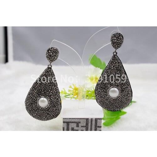 Retro fashion pearl drop shaped zircon geometry with irregular earrings