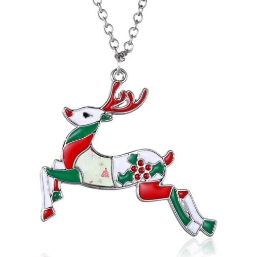 Christmas Womens Necklace Jewelry Xmas Elk Pendant Ornaments Fashion Luxury Alloy Girls Necklace Accessories New Year Gift