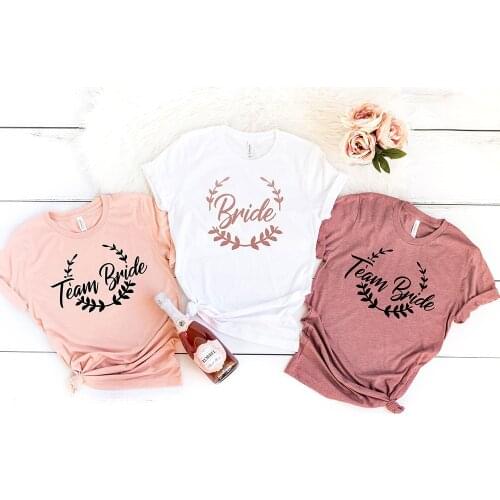 Bride Team Shirts Women Aesthetic Bachelorette Party Wedding Tops Bridesmaid T-shirt Summer O-neck Tops 01LW