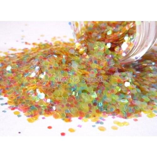 Solvent Resistant Glitter Iridescent Random Cut Medium Confetti Glitter for Nail Polish Nail Art Crafts G382