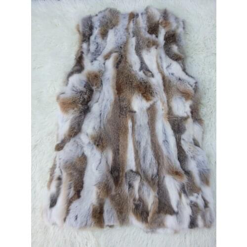 Free shippin genuine real natural rabbit fur vest womens long fashion coat winter fur jacket custom big size 80-120 bust