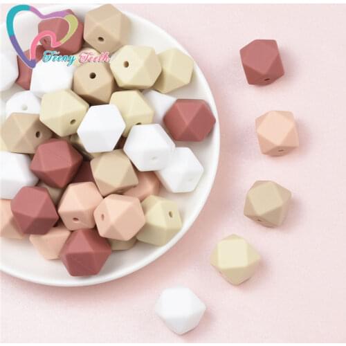 Teeny Teeth 10 PCS 14-17 MM Maroon Copper Mix Series Baby Accessories Silicone Hexagon Beads Teething Jewelry Baby Nursing Beads