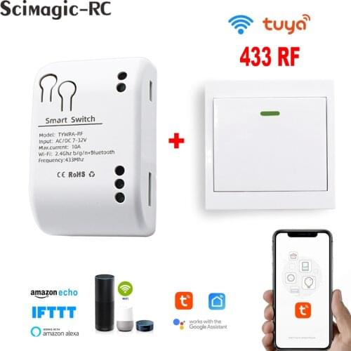 1CH Switch Wifi 12V 24V 433MHz RF Receiver 1 Gang Rele Relay Moudle Tuya Smart Remote Control & 433MHz Wall Transmitter On Sale