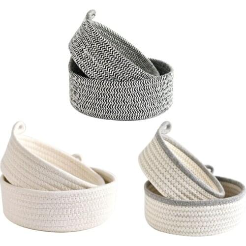 2pcs Woven Storage Baskets Cotton Rope Bin Organizer for Baby Nursery Bathroom