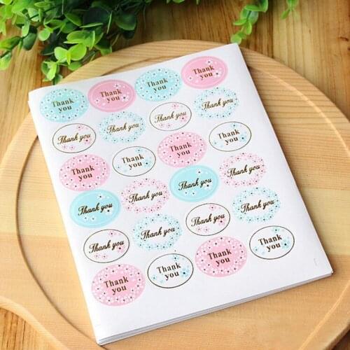 24PCS/sheet Food Seals Gift Stickers For Wedding Seals Diary Scrapbooking Sealing Stickers Pink THANK YOU Design Sticker Labels