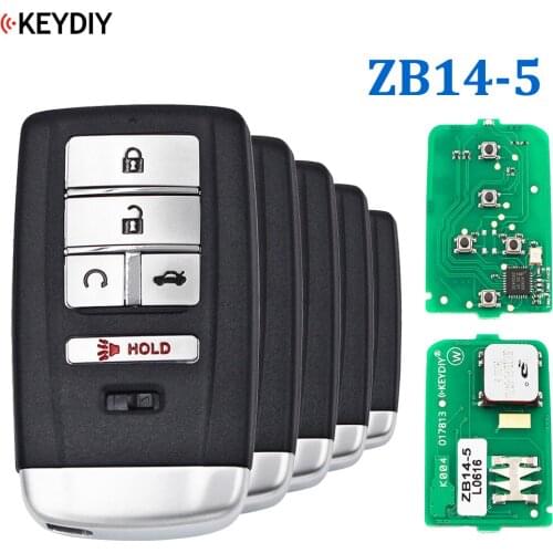 5PCS, KEYDIY ZB Series Universal Smart Key ZB14-5 for KD900 KD-X2 Car Key Remote Replacement Fit More than 2000 Models