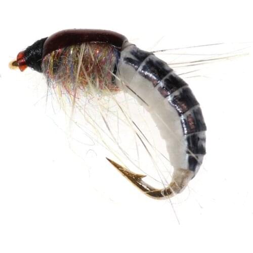 6Pcs/Set #12 Realistic Nymph Scud Fly for Trout Fishing Artificial Insect Bait Lure Simulated Scud Worm Fishing Lure