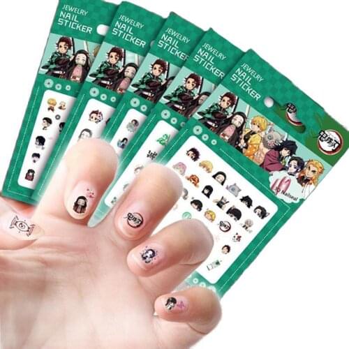 Anime Nail Sticker Demon Slayer Kimetsu No Yaiba Nails Art Decoration Cosplay Anime Stickers Manicure Sticker Set Kids Gift