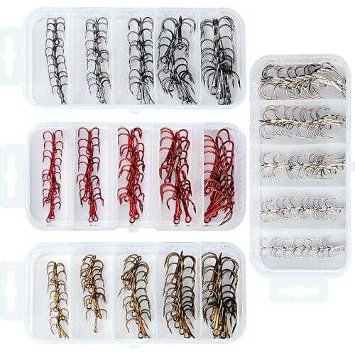 Baitholder ! 50Pcs/Box 2#/4#/6#/8#/10# Fishing Hooks High Qulity Black Color Jig Big Hook Treble Hooks