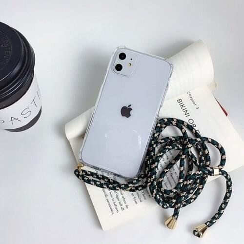 For iPhone 11 Case Necklace Lanyard Shoulder Rope Cord Clear Soft TPU Phone Cover for iPhone XR 11 Pro Max XS MAX X 7 8 6 S plus