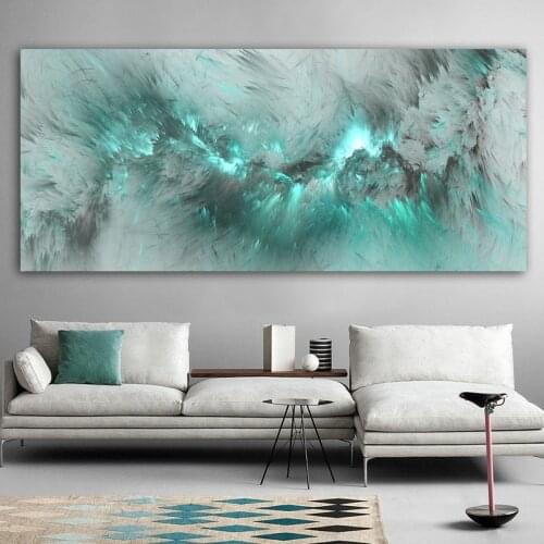 DDWW Light Blue Cloud Abstract Oil Painting Think Independe Wall Picture for Living Room Canvas Modern Art Poster and Print