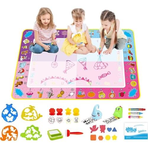 Kids Big Size Magic Water Drawing Mat Coloring Rug Painting Pen & Roller Seal Reusable Drawing Set Educational Toys for Children