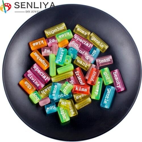 DIY Bracelet Necklace Jewelry Accesories 10Pcs/Lot Random Mix Letter Beads Rectangular Shape Multi-size Word Beads