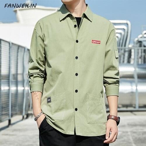 Outdoor Style Cotton Men Loose Tooling ​Tactical Shirt Autumn New Army Green Long Sleeve Casual Shirts For Men Camisas De Hombre