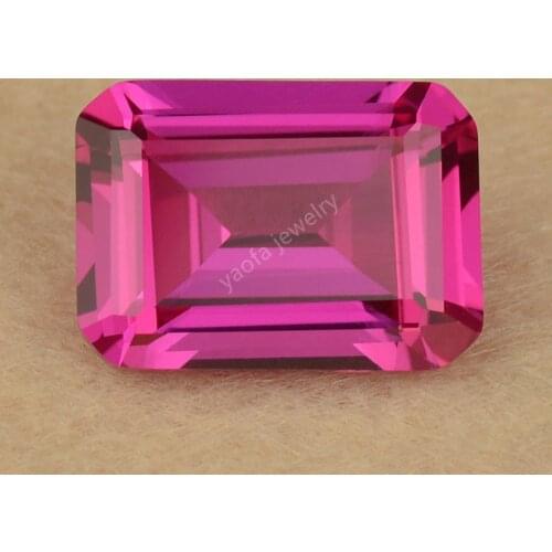 5A Quality 3# Light Pink Red Rubys Corundum Stone Loose Baguette Octangle Shape Parallel Cut Synthetic Gems For Jewelry